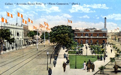 Avenida Saenz Pena and Plaza Casanave、カヤオ、ペルー、c1900s 作： Unbekannt