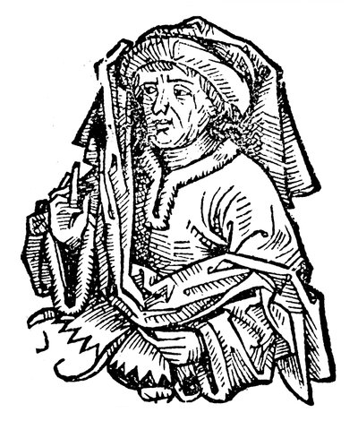 Averroes Ibn Rushd 1126-1198、著名な中世のイスラム哲学者、1493 作： Unbekannt
