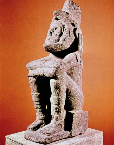 着席した男性像のアステカ彫刻、c1375-1521 作： Unbekannt