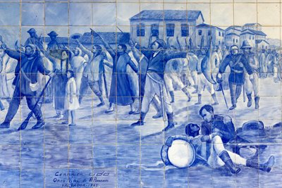 ブラジルの独立戦争を描いたアズレージョのモザイク画（ブラジル・カチョエイラ市 作： Unbekannt