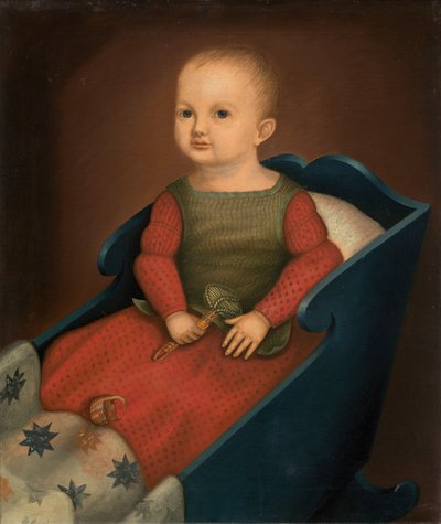 ベイビー・イン・ブルー・クレードル、c。 1840年。 作： Unbekannt