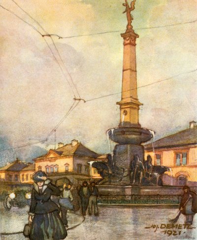 Bahnhof Mit Vereinigungsbrunnen、鉄道駅、統一噴水、c1929。 作： Unbekannt