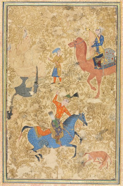 Bahram GurとAzada、Firdausi 940-1019または1025、1500年代のShahnama Book of Kingsから。 作： Unbekannt