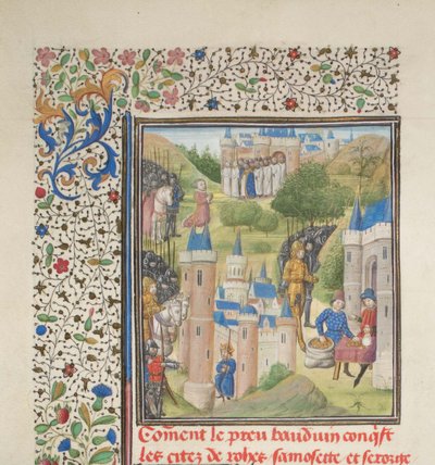 1098年2月にエデッサに入るブローニュのボールドウィン。ウィリアムオブタイヤ、1460年代の歴史家からのミニチュア 作： Unbekannt