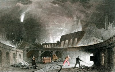 炉の銀行、ライミントン製鉄所、タインサイド、イングランド、1835 作： Unbekannt