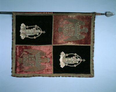 クォーターロイヤルアームズオブスペインとマドンナアンドチャイルドのバナー、1500年代。 作： Unbekannt