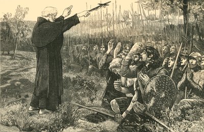 バノックバーン：戦いの前にスコットランドを祝福するインシャフリーの修道院長、1314年、1890年。 作： Unbekannt