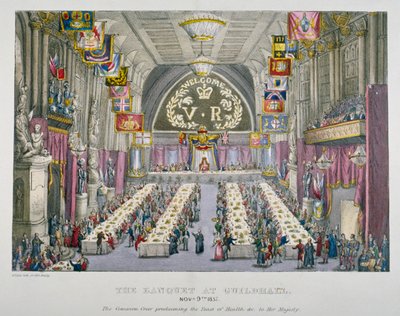 ヴィクトリア女王を讃えるギルドホールでの宴（シティ・オブ・ロンドン、1837年 作： Unbekannt