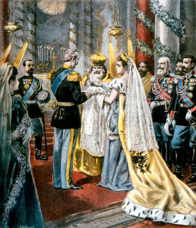 ロシアのニコラス2世の娘、タチアナ大公の洗礼、1897年 作： Unbekannt