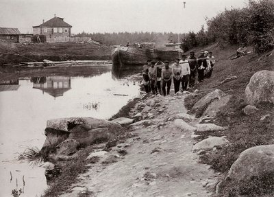 ヴォルガ、ロシア、c1895のはしけ運搬船 作： Unbekannt