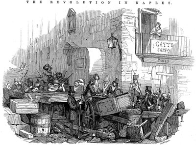 攻撃直前のストラーダディトレドのバリケード、1848年5月15日のナポリ革命 作： Unbekannt