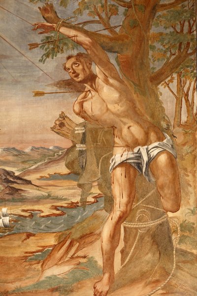 サンタ・カテリーナ大聖堂、ガラティーナ、アプリア州 回廊のフレスコ画 1696年にグラヴィーナのブラジョセフが描いたもの、ガラティーナ、イタリア 作： Unbekannt