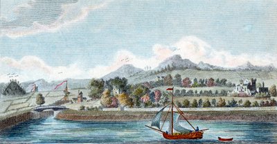 スコットランド、インヴァネス近くのミュアタウンにあるカレドニア船舶運河の流域、1822 年 作： Unbekannt