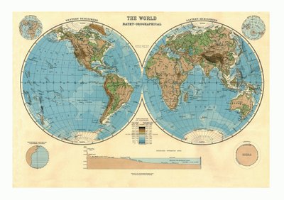 世界の水浴地形図、c1920s 作： Unbekannt