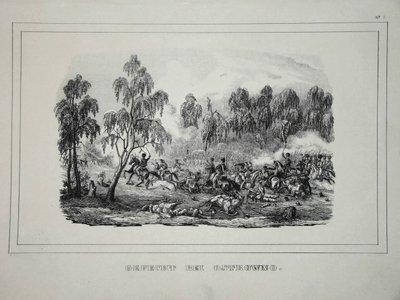 1812年7月25〜26日のオストロヴノ付近でのロシア軍とフランス騎兵の戦い 作： Unbekannt