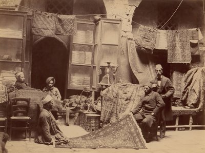 バザール、敷物商人、1870 年代。 作： Unbekannt