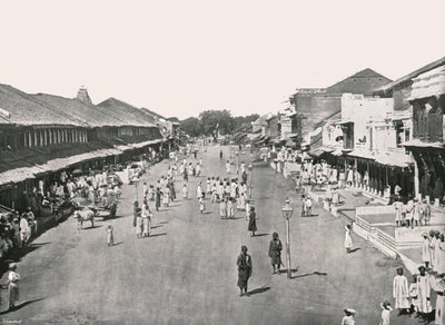 バザールシーン、ネイティブクォーター、カルカッタ、インド、1895年。 作： Unbekannt