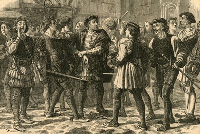 チープサイドでの暴動の始まり、1897年。 作： Unbekannt