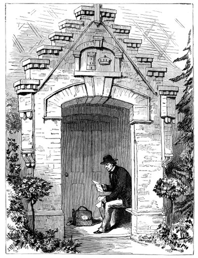 ベンジャミンディズレーリ1804-1881、19世紀のヒュージェンデンロッジのポーチで手紙を読む 作： Unbekannt