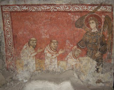 大天使聖ミカエルに祝福された巡礼者ベルナルドとその従者たち（約950年）。 作： Unbekannt