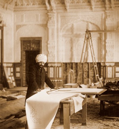 インドの部屋、オズボーン ハウス、ワイト島で働くバイ ラム シン、1892 年 作： Unbekannt