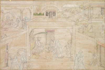 占星術師とのBhimasの協議：ナラ・ダマヤンティの絵、c。 1790-1800。 作： Unbekannt