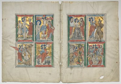 キリストの生涯からの場面を持つBifolio、1230〜1240。 作： Unbekannt