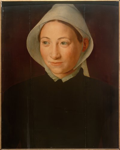 白いフードを持つ女性の肖像画 作： Unbekannt