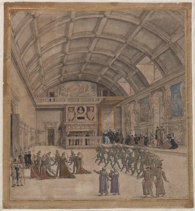 1549年8月、1549年8月の祝典中のビンシュ宮殿。 作： Unbekannt