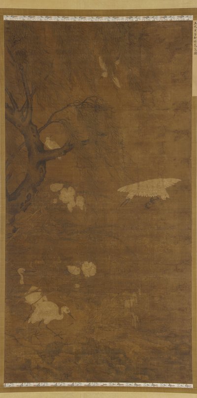 鳥、柳、花、明代、15～16世紀。 作： Unbekannt