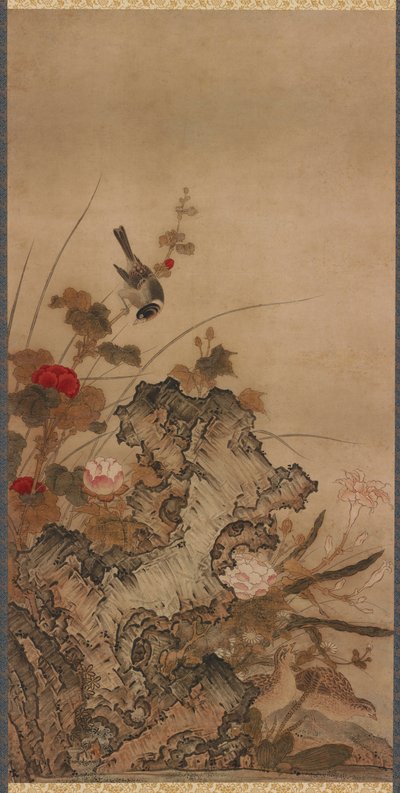 鳥と花、江戸時代、18世紀。 作： Unbekannt