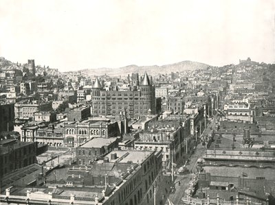 1895年、サンフランシスコのクロニクルビルの塔から鳥瞰図。 作： Unbekannt