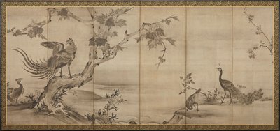 鳥、花、木：裏、竹、桃山時代、1568-1615. 作： Unbekannt