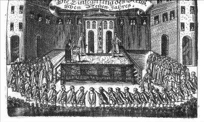 Georg Adam Schleissing Derer beyden Czaarenによるロイスランドイワンとピーターアレクセウィズのロシア正月の祝福、1693年 作： Unbekannt