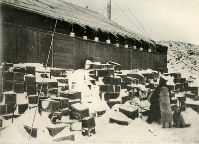 氷のブロック...蒸発速度を確認するため、1908、1909 作： Unbekannt