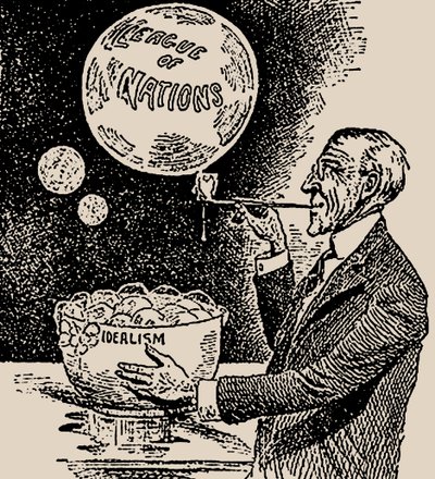 泡を吹く。ウッドローウィルソンと国際連盟、1919年。 作： Unbekannt