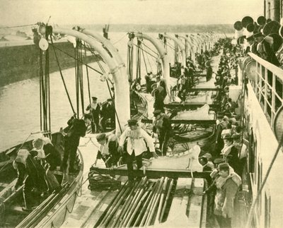 アキタニアでのボートドリル。c1930。 作： Unbekannt