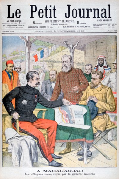 1902年、マダガスカル知事GallieniがBoerの代表団を受領 作： Unbekannt