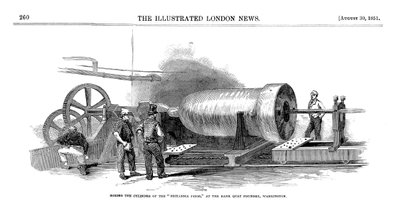 1851年、ウォリントンのバンクキーファウンドリーでブリタニアプレスのシリンダーを退屈させる 作： Unbekannt