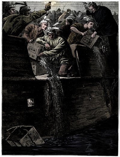 ボストンティーパーティー、1773年12月26日 作： Unbekannt