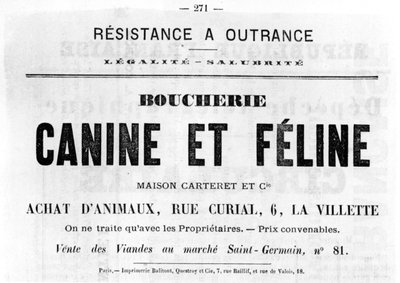 1871年5月のパリのコミューンのフランスの政治ポスターからのBoucherie Canine et Feline 作： Unbekannt