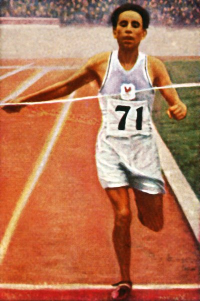 1928年、フランスのマラソンで優勝したBoughera El Ouafi。 作： Unbekannt