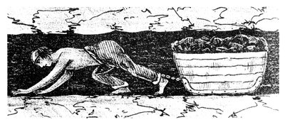 1848年、サウスウェールズの狭い縫い目に沿って石炭のそりを引きずる少年パター 作： Unbekannt