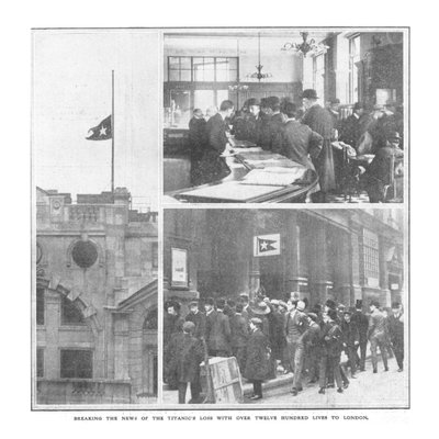 1912年4月20日、タイタニックス喪失のニュースをロンドンに12人以上の命で届ける。 作： Unbekannt