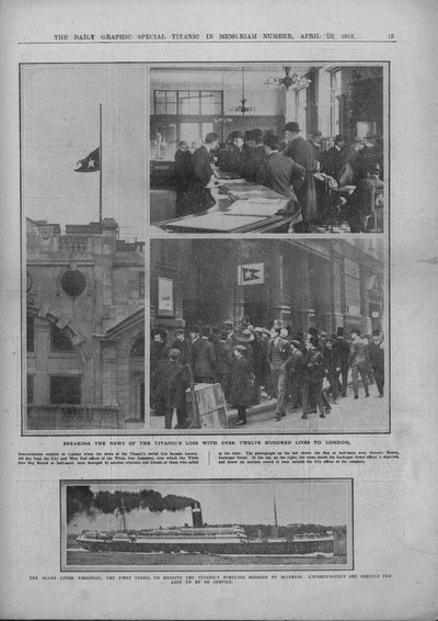 1912年4月20日、タイタニックス喪失のニュースとバージニアRMSの速報。 作： Unbekannt