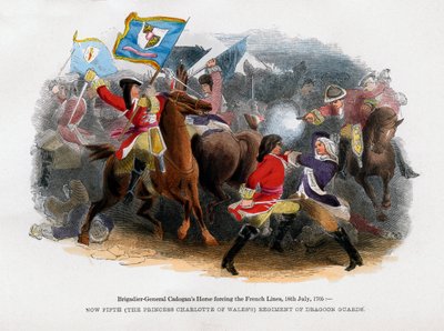 フランス陸軍を強制する准将カドガンズの馬、1705年7月18日 作： Unbekannt