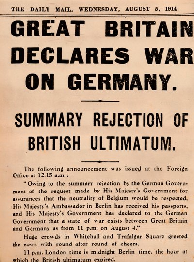 1914年にイギリスがドイツに戦争を宣言 作： Unbekannt