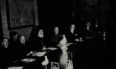 1944年、1945年のクリスマスの日、イギリスとギリシャの大臣がアテネで協議します。 作： Unbekannt