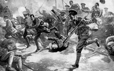 1914年の第一次世界大戦、ドイツ軍とのイギリスの歩兵戦闘 作： Unbekannt