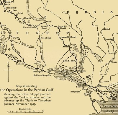 中東のイギリスの石油パイプライン、第一次世界大戦、1915年、c1920。 作： Unbekannt